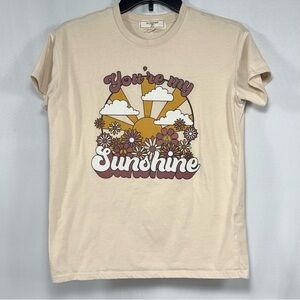 Retro Graphic No Comment Girls Beige Cotton Blend Sunshine Tee L(14)